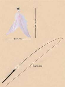 1个猫咪逗猫棒玩具，宠物人造羽毛铃铛替换件，适合猫咪运动和娱乐，手持式逗猫棒，配有可替换的昆虫形状棒头 - 彩色 - 查看 4