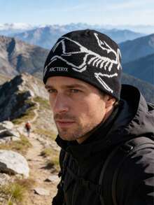 1pc Bird Pattern Personalized Outdoor Jacquard Knit Beanie, Warm And Windproof Knitted Hat, Unisex Ski Cap, Perfect Gift For Lover, Girlfriend, Family, Valentine's Day