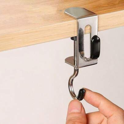 1 قطعة علاقة حقيبة ظهر ذات خطاف مزدوج، حامل حقيبة الظهر قابل للتعديل مثبت على الجانب المكتب للطلاب