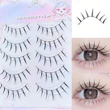 DOUDOUTIAN Japanese Sweet Style False Eyelashes 5 Pairs C Curl Natural Lens-Friendly Design Create Lively Manga Eyes Suitable For Eye Decoration, Cosplay, 7mm-12mm Daily Eye Makeup - Black - View 7