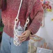 1PC Wine Bottle Carrier Cotton Hanging Water Bottle Net Bag With Hooks Portable Bottle Storage Holder DIY Wine Accessories - Multicolor - View 7