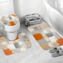 EMMTEEY - Juego de 4 piezas de baño con cortina de ducha con alfombras juego de baño de mármol blanco dorado juego de cortina de ducha con alfombras antideslizantes cubierta de tapa de inodoro y - 182,9An x 182,9Al cm (4 paneles) + Gris naranja 01 - Ver 1