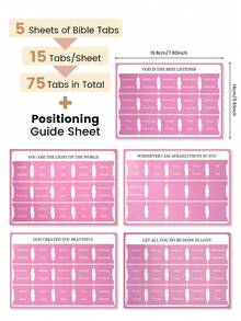 75pcs Unisex Bible Tabs, Pink Bible Tabs, Bible Book Tabs, Bible Study Tabs, Bible Index Tabs, Bible Study Supplies, Perfect Gift - Pink - View 5