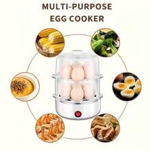 Double Flat Lid Design Egg Steamer Electric Egg Cooker, Multifunctional Breakfast Machine, Anti-Dry Protection, Stainless Steel Base, Family Health And Practical Gift, One Machine To Fix Breakfast, Giving Measuring Cup - 美規A型插(110-127V) - 查看 2
