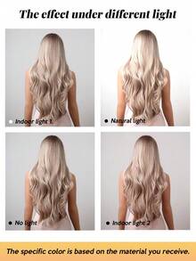 5星推荐 28英寸/71厘米长波浪渐变假发，无刘海 - 女士耐热合成假发，外观自然，适合角色扮演，彩色合成假发，耐高温假发，适合女士日常时尚造型，也适合万圣节和圣诞节等场合。 - 挑染白色 - 查看 8