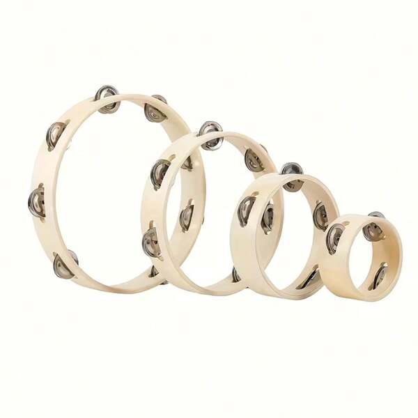 Orff Musical Instruments, Percussion Instruments, Wooden Jingle Rings, Natural Color Hand Shaker Bells, 8 Inch 10 Inch Jingle Rings, Suitable For Church, KTV, Party, Stage Performance And Musical, Suitable For Stage Performance, Church Instruments, Dance Bells, Outdoor Performance Instruments, Camping, Music Teaching Supplies, Home Entertainment Activities, Music Gifts, Eid Al-Fitr Supplies, Eid Al-Fitr Gifts, Eid Al-Adha, New Year Party