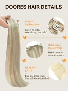 DOORES 7PCS Clip In Hair Extensions 100% Real Human Hair Ash Blonde Highlights Platinum 14-22 Inch 115g, Remy Extensions For Clip In Human Hair With Invisible Straight & Thick Silky Weft, Volumizing Straight Hair That Is Natural & Soft, Long Hair Clip Ins For Thinning Hairs For Women And Men Winter Christmas Cosplay/Campus / Date Night