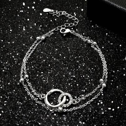 1 chiếc vòng tay hạt cườm hai lớp, vòng tay thời trang bằng bạc sterling 925 dành cho nữ, thích hợp làm quà tặng dự tiệc, hẹn hò, sinh nhật, Giáng sinh.