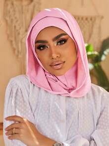 1件装女士纯色简约百搭穆斯林速戴头巾，套头式设计，方便快捷佩戴，简约休闲优雅经典百搭，一体式帽衬围巾，舒适透气面料，适合搭配头巾服饰，日常穿着。 - 一體式 - 查看 9
