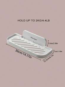 1pc Toolless White Bathroom Wall Mount Storage Organizer Rack No-Drill - White - View 7