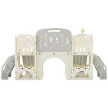 8-In-1 Children's Playground Set, Freestanding Sea Animal Theme Set With Slide, Arched Tunnel, Basketball Hoop And Telescope, Double Slides For Toddlers, Climbing Frame For Children - Grey - View 8