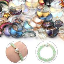 50颗/包 水晶月亮和星星形状电镀彩色新月形玻璃珠，适用于DIY项链和手链饰品制作 - 星月混合 - 查看 6
