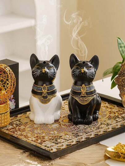 1 pieza Difusor de aroma con forma de gato elegante, hecho de material de resina en estilo minimalista, ideal para decoración y aromaterapia en el hogar, oficina, vacaciones, fiestas, estudio de yoga y espacio de meditación. También es un gran regalo para amigos y familiares, incluidos regalos de vuelta a la escuela, conmemorativos y festivos.