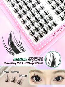 Miss Diamond 280 sợi mi giả Manga, mi giả kiểu Fairy Angel Wet Look, mi nối tự nhiên kiểu Anime dành cho người mới bắt đầu trang điểm DIY. - C - Xem 4