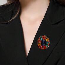 Fashion Creative Brooch Alloy Diamond Diamond Flower Crystal Glass Women's Clothing Accessories Corsage - HC0269黑色 - 查看 3