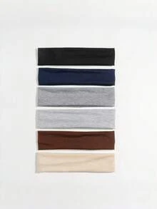 6pcs Cute Solid Color Elastic Headbands, Suitable For Sports And Casual Occasions, Yoga Stretchy Headbands, Sports Fitness Headbands, Candy Color Headbands, Non-Slip Elastic Headbands, Solid Color Workout Hair Band Running Hair Accessories Yoga Head Scarf Sport Sweatband - Multicolor - View 4