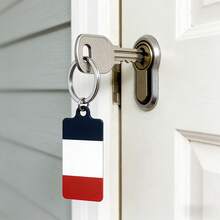 1pc Metal Double-Sided UV Printed French Flag Keychain, Fashion Accessory Bag Charm Key Ring, Suitable As Gift - Multicolor - View 5