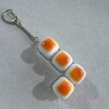 1pc Caramel Bread Shaped Keychain, Mechanical Keyboard Switch Tester, Keyring, Desktop Decor, Phone Charm, Creative Fidget Toy - Multicolor - View 7