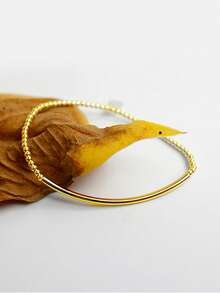 1条S925纯银森系串珠手链，简约可爱圆形珠子和管状弹力手链，优雅百搭的珠宝礼品 - 原子 - 查看 7