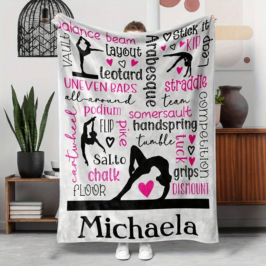 1pc Gymnastics-Themed Blanket With Gymnast Silhouettes & Apparatus Designs - Soft Flannel Bedspread For Girls, Women, Coaches - Gymnast Gift Idea For Birthday, Training, Or Competition Use - Machine Washable All-Season Bedding Four Seasons Universal Multifunctional Blanket/Perfect Gift, Aesthetic Design And 2D Printing Technology Is An Ideal Companion For Sofa Napping, Traveling Camping, Home Decoration And Office Embellishment.A Thoughtful Gift For Thanksgiving, Christmas, Valentine's Day, Father's Day, Mother's Day And Other Festivals Special Moments Such As Birthdays, Weddings, Anniversaries And More.Exclusive Gifts For Family Members, Partners, Parents, Ren, Grandparents Or Dear Friends.They Are Perfect For Beds, Living Rooms, Offices, Beaches,Newly Expanded Themed Collections To Meet A Variety Of Styles And Scenar. - 多色26 - 查看 1