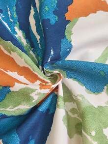 New Women's Three-Quarter Sleeve Casual Shirt - Unique Back Button-Down Design - Watercolor Leaf Print - Everyday Casual Fashion Style - 白色 - 查看 5