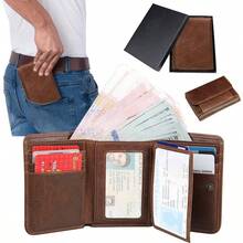 HEKAME Tarjetero de Cuero para Hombre, Carteras para Caballero, Capacidad para 14 Tarjetas, Con Bolsillo de Moneda Billetera, Cartera con ID Window y RFID Bloqueo Antirrobo, Plegable para Hombre Regalo - Cafetería - Ver 3