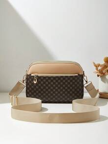 Fashionable New Printed Multi-Layer Crossbody Shoulder Bag, For Women - Khaki - View 3