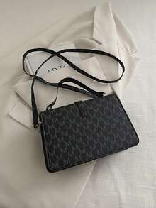 1pc Women's Luxury Fashion Handbag, PU Material, Belt Buckle Design, Lightweight & Versatile, Magnetic Closure, Suitable For All Seasons, Top Handle With Detachable Shoulder Strap, Classic Print, Suitable For Travel, Shopping, Strolling, And Outdoor Commuting, Women's Work Bag, Elegant Tote - Black - View 4