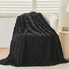Local Delivery  Fleece 3D Checkered Lightweight Bed Blanket All Season Use, Can Be Used In Many Scenarios, Bath Towel, Bathrobe, Blanket, Air-Conditioning Blanket, Shawl Blanket, Travel Blanket1 Pc Super Soft Throw Blanket Premium Silky Flannel - 深灰色 - 查看 3