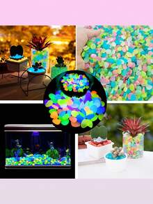 200pcs Multicolor Artificial Glow Stones, Artificial Pebbles, Glow Decorative Stones, 0.43-0.27 Inch ABS Material, Durable, Glow In The Dark, Create Romantic Atmosphere, Decor For Aquarium, Home, Party, Camping, BBQ, Proposal