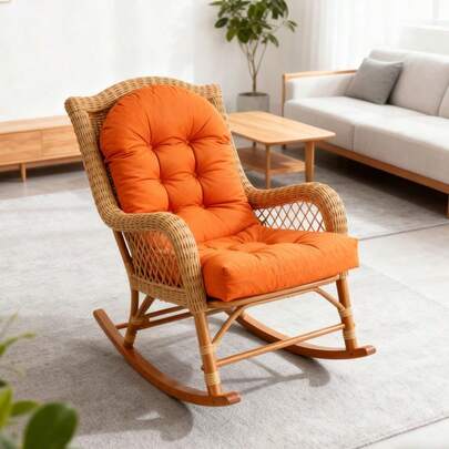 Outdoor Patio Chair Cushions One-Piece Tufed Rocking Chair Cushion With Ties High Back Pads For Patio Furniture 110*50*8CM