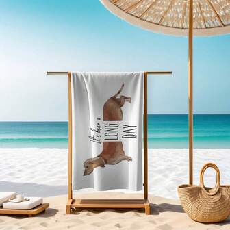 Extra stor snabbtorkande strandhandduk med rolig taxdesign - sandfri, perfekt för hundälskare, perfekt för pool, badrum, strandhandduk, kökshandduk, badhandduk, present