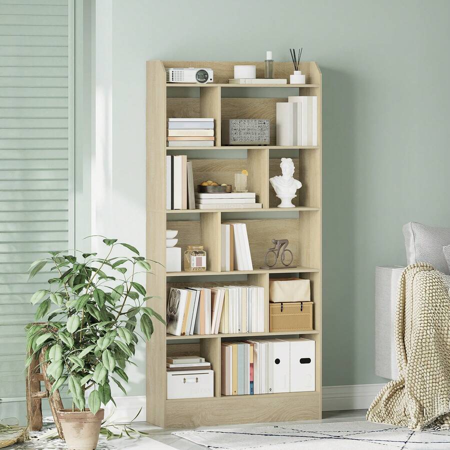 HEXCELEN 6-Tier Bookcase And Bookshelf, Freestanding Display Storage ...
