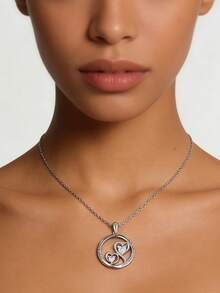 1pc Minimalist Double Heart Pendant Necklace, Fashionable Women's Heart Necklace, Versatile For Daily Wear, Valentine's Day & Holiday Gift - Necklace 0087 - View 4