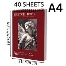 9 x 12 英寸素描本，顶部螺旋装订，1 包 40 张（68 磅/100 克/平方米），无酸艺术素描本，绘画书写纸，适合成人、初学者和艺术家使用 - 白色 - 查看 17