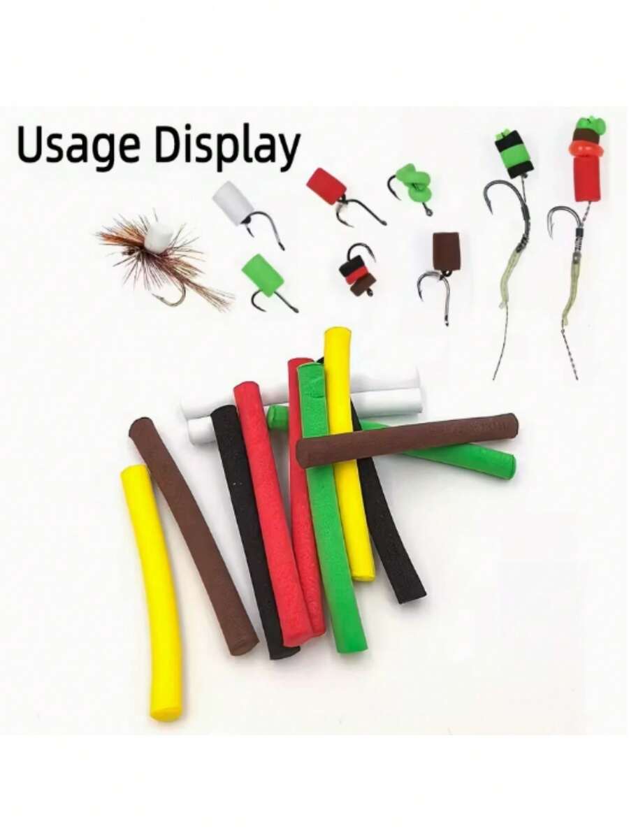 12pcs S M L Buoyancy Fishing Foam Rods, Foam Cylinder Rods, Carp Fishing Bait Pop-Up Device Foam Rods, Foam Sleeves, Zig Carp Fishing Tackle, Parachute Pole, Dry Fly Fishing Weaving Materials, Fishing Foam Rod Accessories - Multicolor - View 1