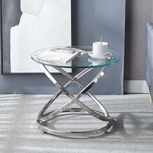 Home Entryway Table, Glass-Top Coffee Table, Minimalist Round Side Table, Sofa Side Table, Mini Reception Desk, Patio Tea Table, Bedside Table, Lamp Table, Plant Display Stand, Sturdy And Long-Lasting - Silver - View 7