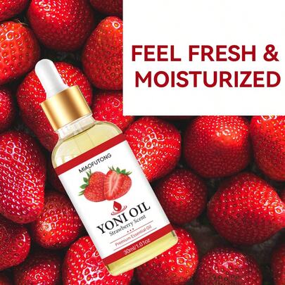 30 ml Huile de soins intimes à la fraise, conçue pour la peau intime des femmes, avec des fonctions anti-sécheresse, éclaircissante, désodorisante, hydratation en profondeur et non irritante