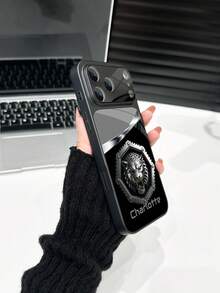 1pc Customized Name, Fierce Leopard Head Ring Design Luxury Fashionable Large View Tempered Glass With Lens Protection Matte Anti-Drop Phone Case Compatible With Iphone 17/17Pro/17ProMax/17Air/16/16Pro/16ProMax/16Plus/15/15Plus/15Pro/15ProMax/14/14Plus/14Pro/14ProMax/13/13Pro/13ProMax/12/11 Phone Accessories, Full Coverage High-End Protection Cover - Black - View 3