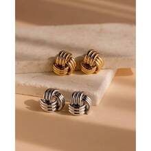 Gold Earrings Women  14K Gold Stud Earrings Dainty Huggie Earrings Simple Blod Earrings Gold Hoop Earrings Hypoallergenic Earring Women Gifts - 血三結金 - 查看 6