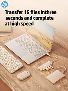 HP 4-In-1 USB Hub With Type-C Charging Adapter, Compatible With Apple Laptops, Supports 4K Projection And PD Charging, Available In Black, White, Beige, And Silver