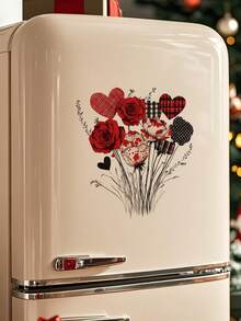 1片装多尺寸PVC可移除墙贴，情人节装饰墙贴，浪漫玫瑰花、爱心、接吻情侣、优雅羽毛爱心、节日氛围酒杯和巧克力图案，适用于卧室、客厅、书房、餐厅、浴室、家居墙面装饰、房间装饰 - 彩色 - 查看 18