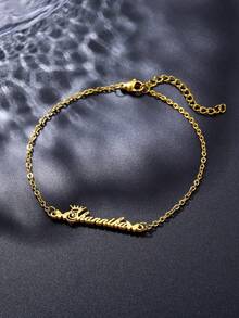 Butterfly Pendant Name Heart Charm Anklet, Custom Stainless Steel Personalized Engraved Arabic Initial Nameplate Foot Chain, New Arrival Gold Stylish,Fall Fashion,Casual,Cuties,Contracted,Simple,Old Money Custom,Personalized,Unique Ideal Gifts For Her Girlfriend,Mom,Family,Friends,Daughter,Grandparents For Anniversaries,For Valentine's Day,For Mother's Day,For Birthdays,For Graduation,For Weddings,For Daily Wear Valentines - Nhiều màu - Xem 2