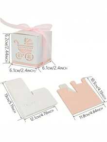 10个装彩色婴儿车造型礼盒，带丝带 - 镂空婴儿车图案，适用于迎婴派对、生日、婚礼等场合 - 坚固的纸质马车造型礼盒，适合用作派对回礼和装饰品 - 彩色 - 查看 6