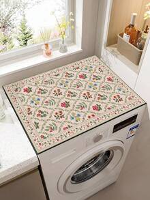 1pc Washing Machine Mat, Suitable For Top Load Washer And Dryer - Non-Slip, Absorbent, Quick Dry, Refrigerator Cover Mat - Decorative Kitchen Protective Pad - Dark Green - View 9