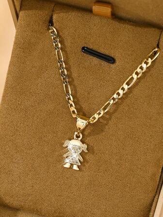 1pc European & American Style New Zirconia Embedded Hypoallergenic Fashion Faith Small Angel & Saint Pendant Necklace, Suitable For Christmas/Thanksgiving/Halloween/Mother's Day/Valentine's Day Couples/Friends/Godparents Gift, Catholic First Communion, Everyday & Holiday Wear, Prayer