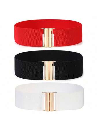 Cuiwrgrs 3条/1条装女士弹力腰带，装饰连衣裙腰带，弹力宽腰带，简约百搭