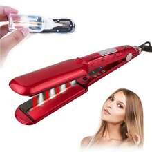 专业沙龙级干湿两用快速造型器，干湿两用陶瓷蒸汽直发器，女士专用 - 紅色 - 查看 6