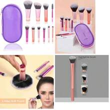 YEUSS WEWI Conjunto de Brochas de Maquillaje Porttil Walquicks Mini Pinceles Set, 10 Piezas con Bolsa de PU de Pinceles Cosmticos de Funcin Completa (Rosa) - rosa - Ver 1