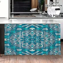 1件复古图案印花桌布，厨房小帘，橱柜帘，带帘孔，易于悬挂，100%涤纶，长方形，梭织，可机洗，厨房装饰及配件，适用于厨房橱柜和家居装饰 - 彩色 - 查看 2